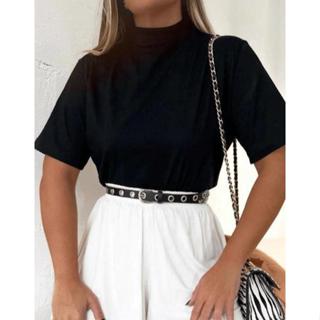 T-SHIRTS MALHA 100% ALGODÃO GOLA ALTA em Oferta na Shopee