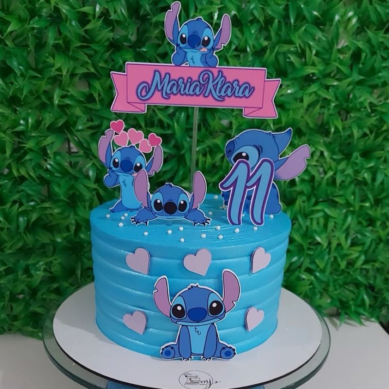 topo de bolo lilo e stitch - Topper de bolo personalizado