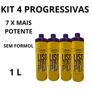kit 4 Escovas Progressivas Lisoterapia Orgânica sem Formol Hidralize 1 L