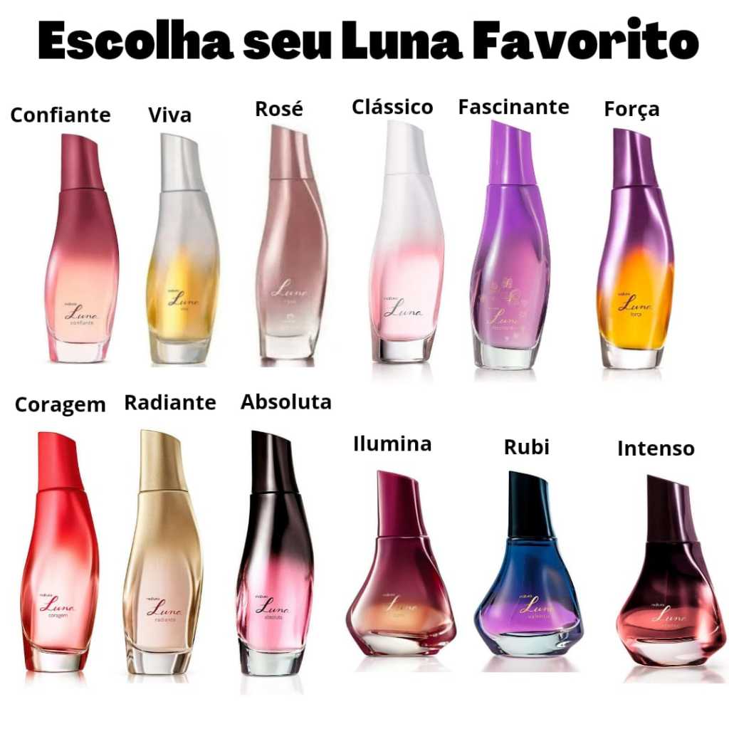 Luna Colônia Natura - 75 ml: Clássico, Radiante, Absoluta, Força, Coragem, Fascinante, Viva, Rosé, Confiante ou Ilumina
