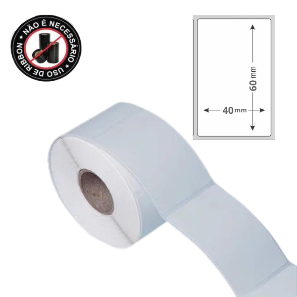 1 Rolo Etiqueta Térmica Adesiva 40x60 1 Coluna em Oferta na Shopee