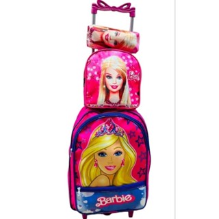 Kit Mochila Escolar Infantil da Barbi + estojo + lancheira Barbie  com rodinhas de silicone