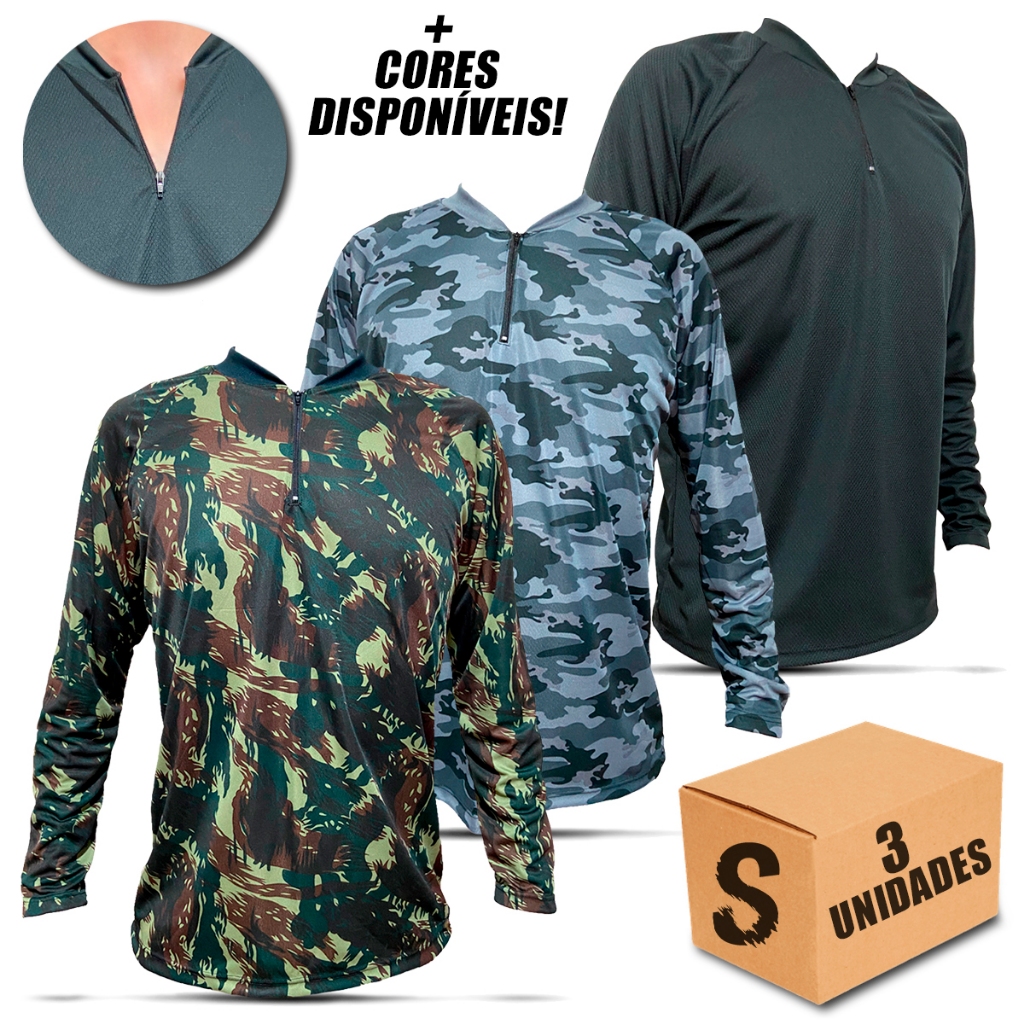 Kit 3 Camisa Térmica Manga Longa Masculino Feminino Rash Guard Unissex Militar Proteção Solar UV - MESCLADA