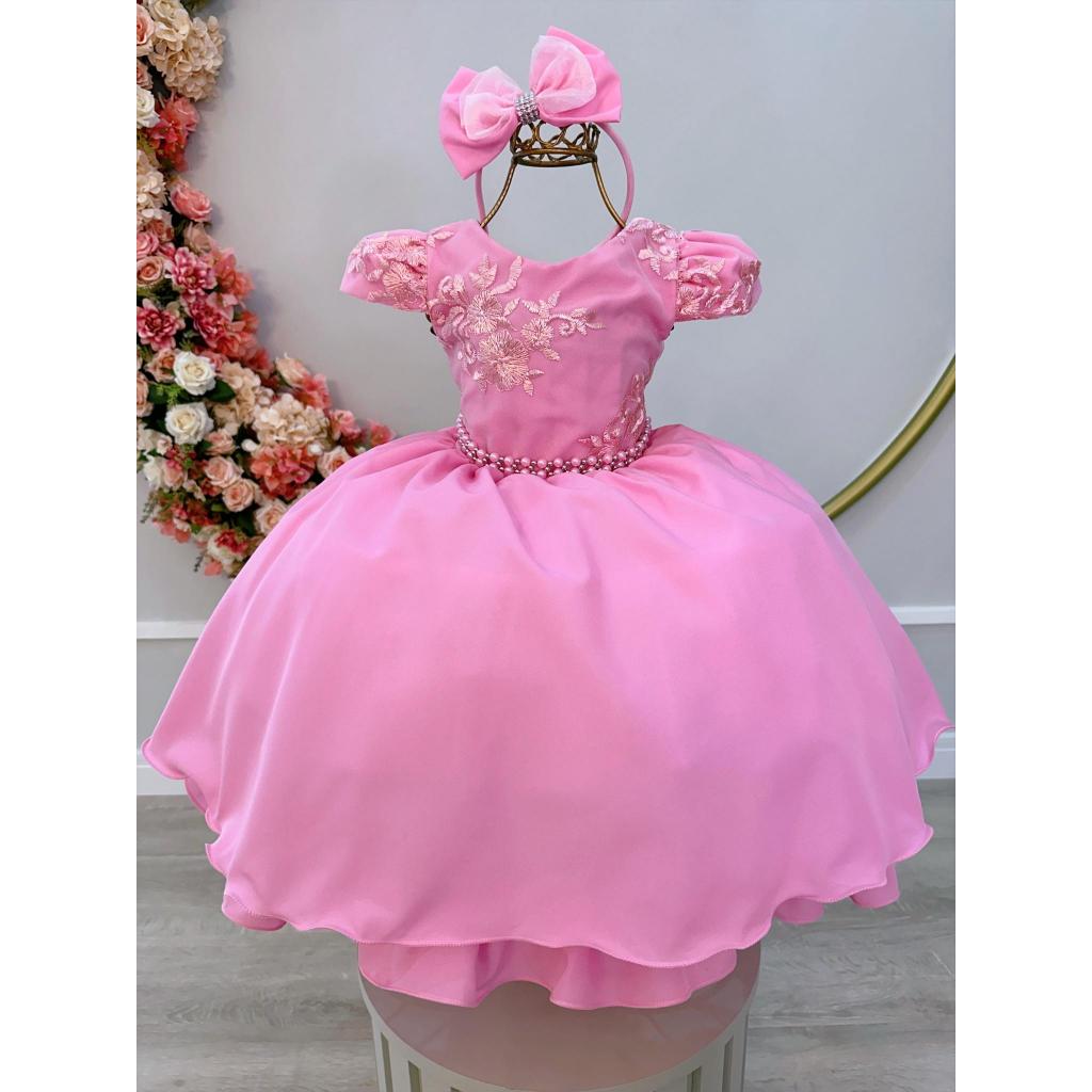 Vestido de Festa Batizado Daminha Casamento Formatura Infantil Juvenil Luxo Várias Cores