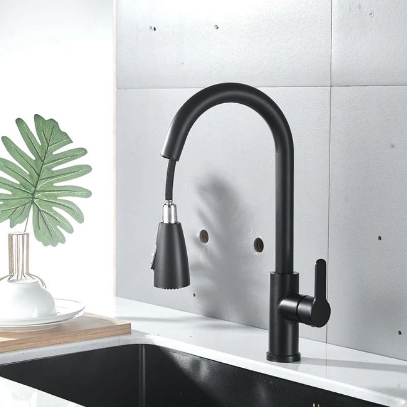 Torneira Preta Gourmet Cozinha Monocomando Com Extensor Articulável e Flexível