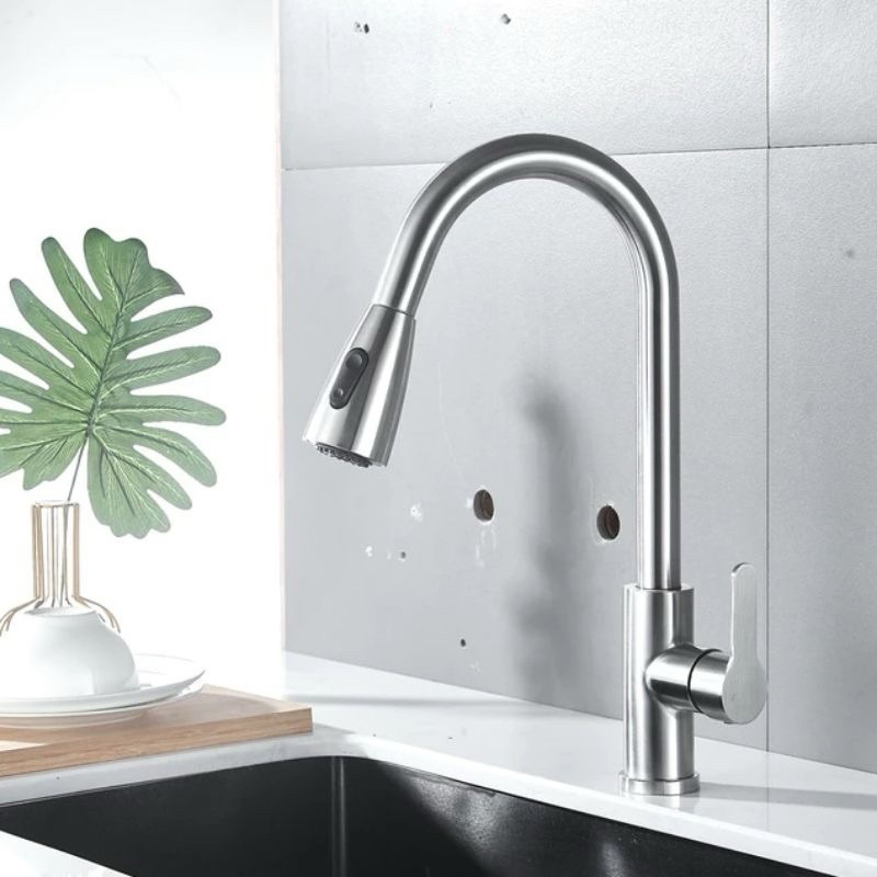 Torneira Aço Inox Gourmet Cozinha Monocomando Com Extensor Articulável e Flexível