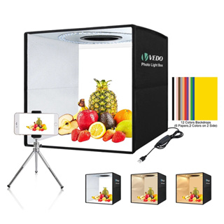 VEDO Mini Caixa de Luz Dobrável Luz LED Brilho Ajustável Estúdio de Fotografia Tenda de Luz Kit 12 Cores Fundo em Oferta na Shopee