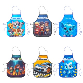 Avental Infantil Escolar Personalizado C/ Nome Diversos Temas em Oferta na Shopee