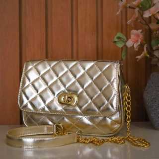 Bolsa feminina transversal pequena festa alça de corrente um luxo