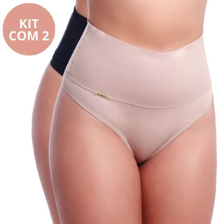 Kit 2 Calcinha Cinta Modeladora Cós Alto Suplex Duplo Linha Conforto - Stela