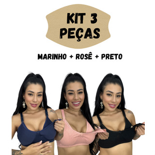 Kit com 3 Sutiãs para Amamentação em Cotton PTMARO - Lingerie, Lactante, Gestante