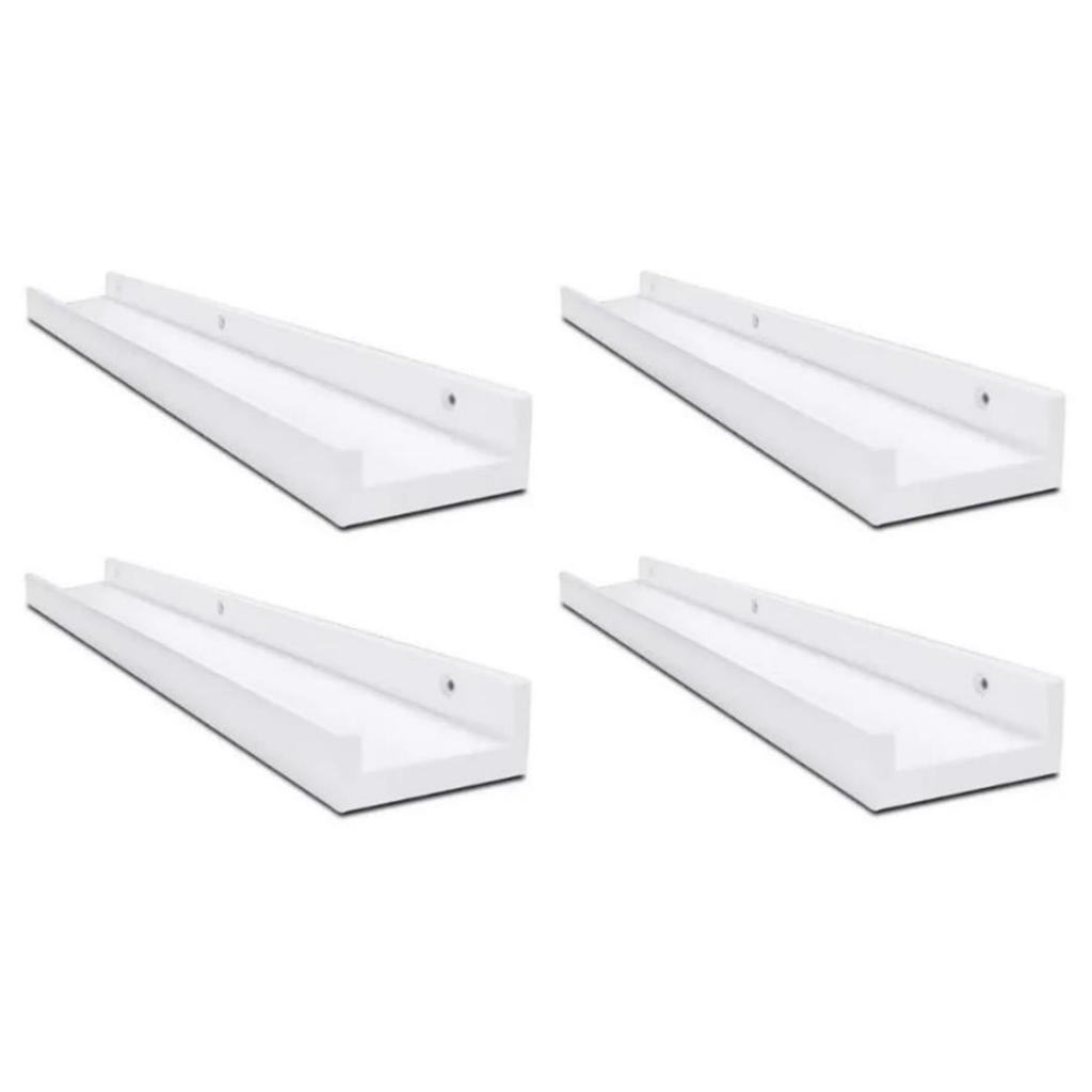 Kit com 2, 3 ou 4 Prateleiras Canaleta Calha 60 cm Porta Temperos, Esmaltes, Quadros, Livros, Fotos