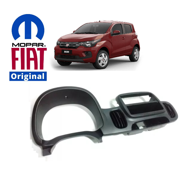 Moldura Acabamento Painel Instrumento Radio 1 Din c/ Difusor Completo Fiat Mobi 2017 Á 2023 Original