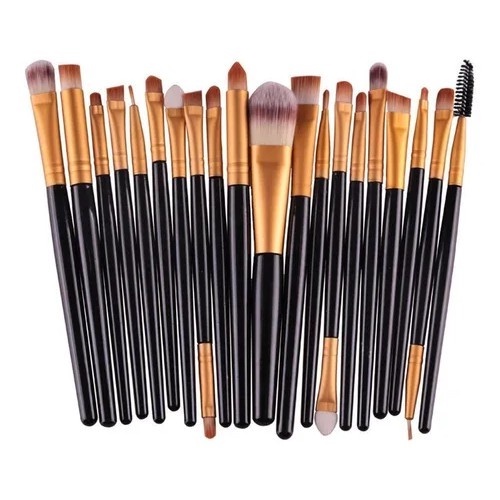 Kit 20 Pinceis Profissional Pincel Maquiagem Preto e Neon Aleatorio(Monica Fashion)