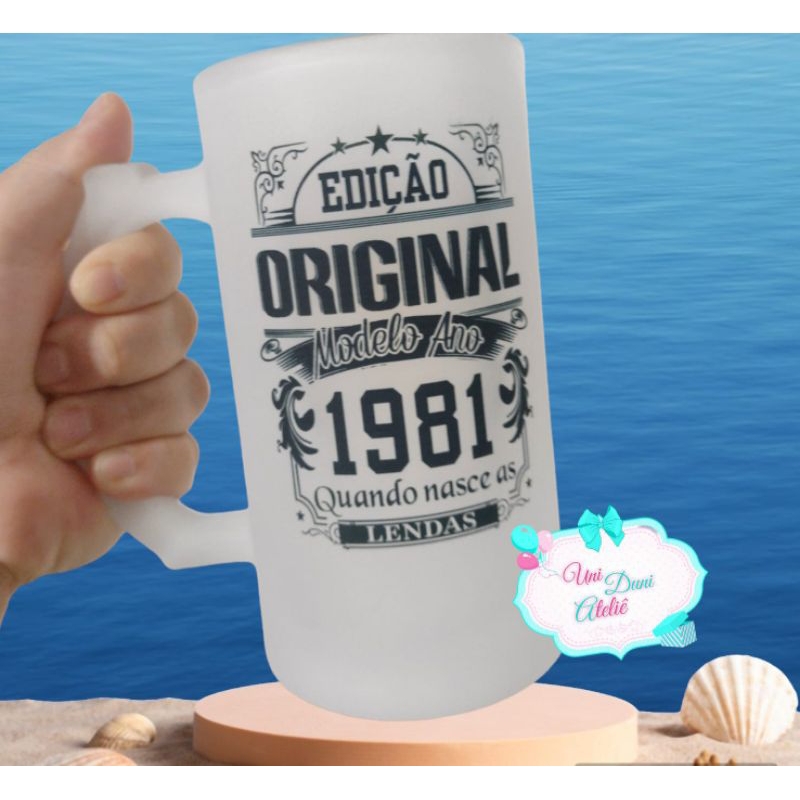 Caneca de vidro jateado para chopp 475 ml personalizada