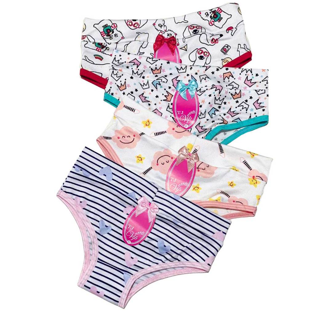 Kit 10 Calcinhas Infantil Cós Duplo Microfibra Estampada Confortável Criança até 10 anos Qualidade