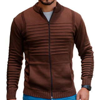 Jaqueta Masculina Tricot Casaco Masculino Blusa De Frio Lã Com Bolso E Ziper Tricot