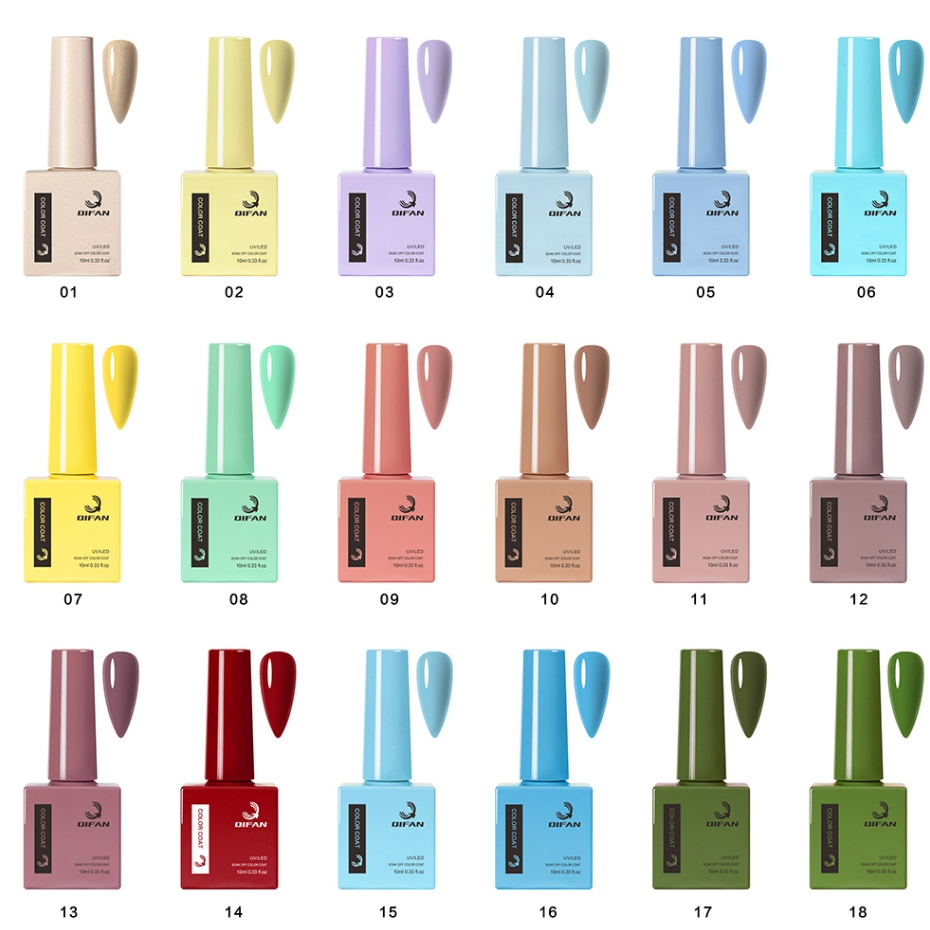 Esmalte Gel Led Uv QIFAN Nail Gel Soak Off Color Coat 10ml Uv/Led Novas Cores