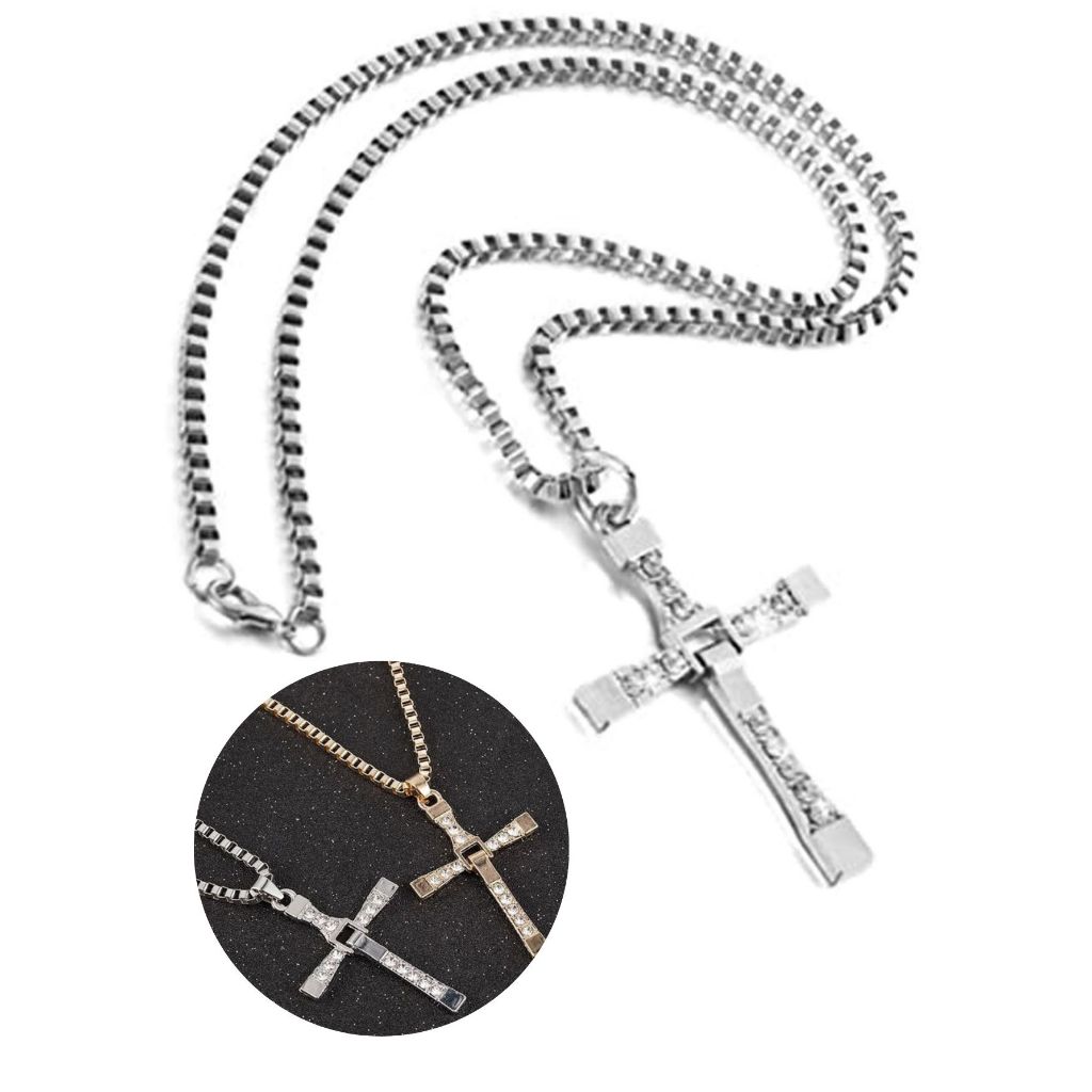 Cordão Masculino Corrente de Cruz Dom Toretto Velozes e Furiosos Aço Inox Prata Dourado