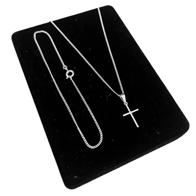 Kit Corrente colar cordão grumet 1,5mm com pingente cruz + Pulseira Banho de prata 925 em Oferta na Shopee