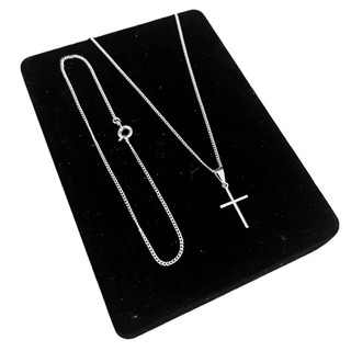 Kit Corrente colar cordão grumet 1,5mm com pingente cruz + Pulseira Banho de prata 925