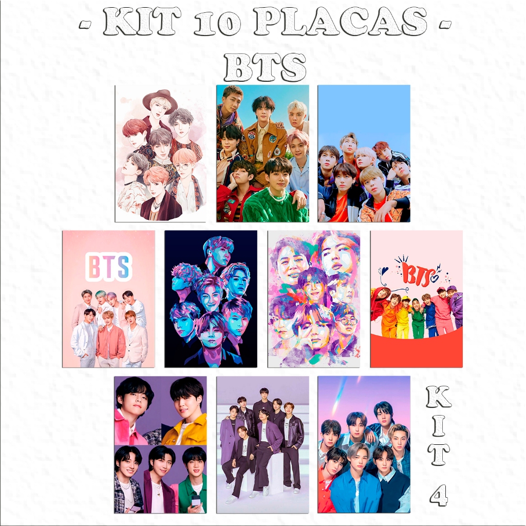 KIT 10 Placas Decorativas MDF Tema Banda BTS 13x9cm