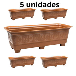 Kit 5 Floreiras Jardineiras Vasos Plásticos Retangulares Grandes 6L Jardim Plantas Flor Horta Tempero em Oferta na Shopee
