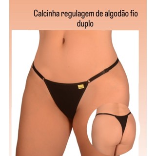 calcinha tanga cotton de algodão fio duplo 100% antialérgico string alça de regulagem em Oferta na Shopee