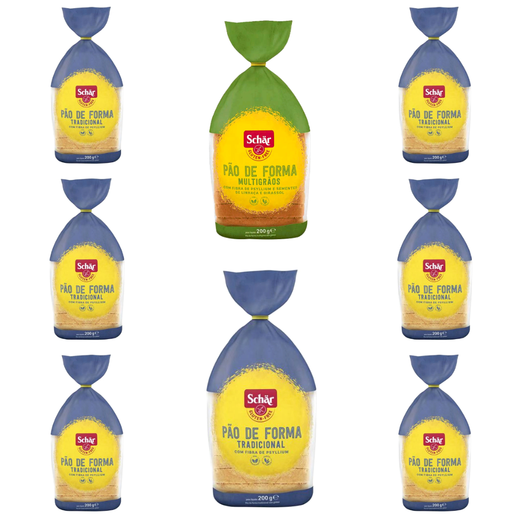 Kit 8 Pães - 7 Pães Tradicional e 1 Pão Multigrãos 200 g - Schar