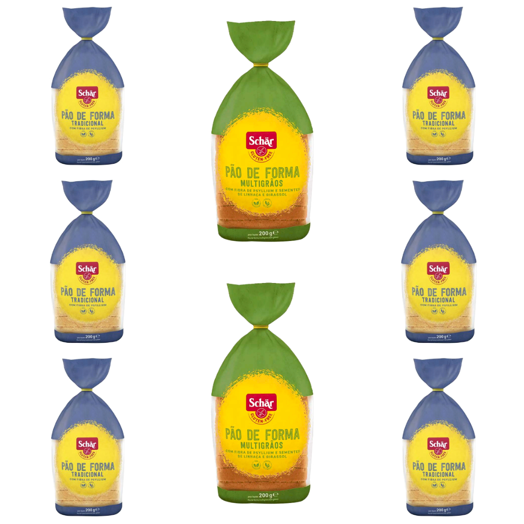 Kit 8 Pães - 6 Pães Tradicional e 2 Pães Multigrãos 200 g - Schar
