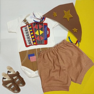Body Bebê Temático Sanfoneiro / Cangaceiro - Kit Mesversário Opcional
