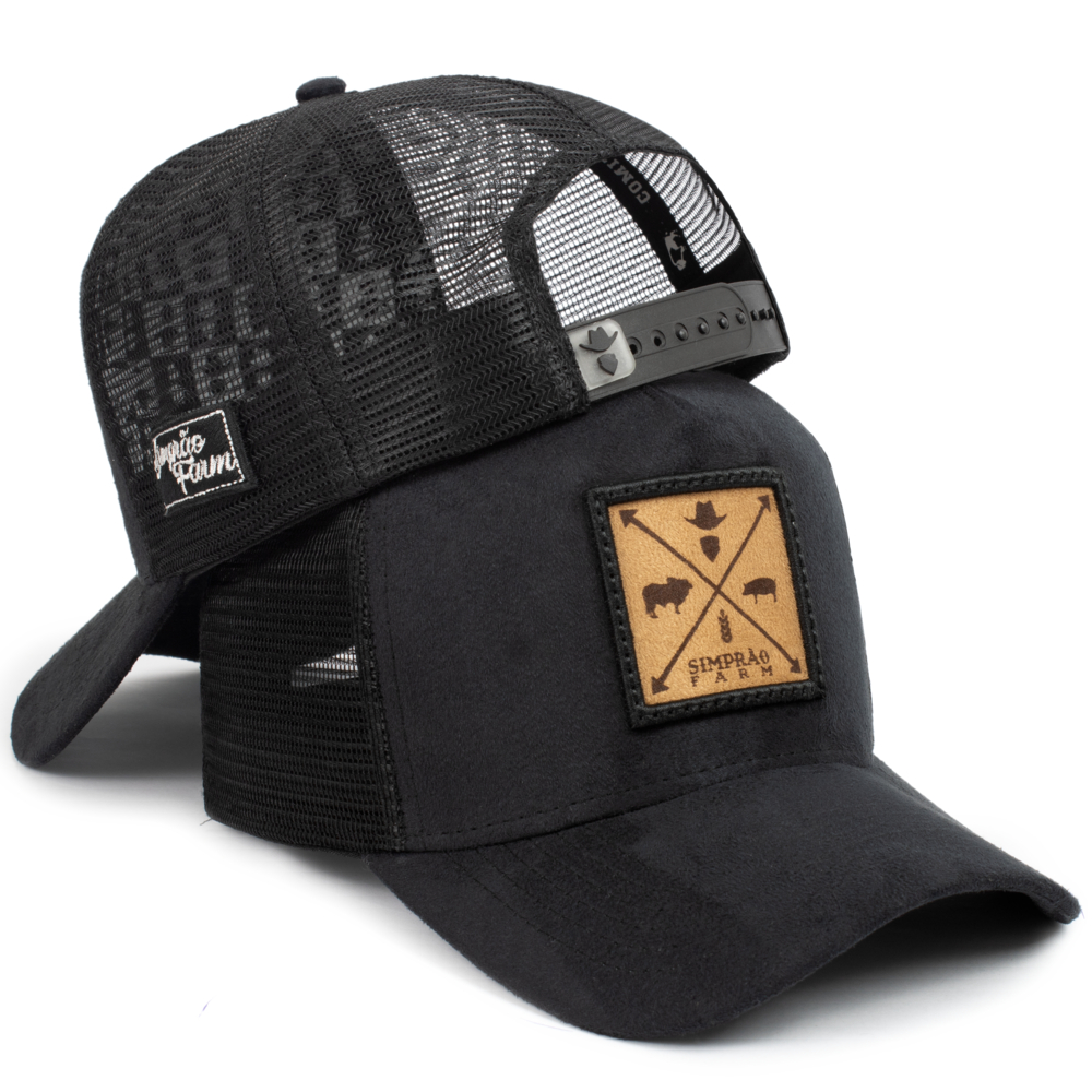 Boné Trucker Simprão Farm Agro Aba Curvada Masculino Telinha Country Em Camurça Redinha Rustico Agropecuária Premium