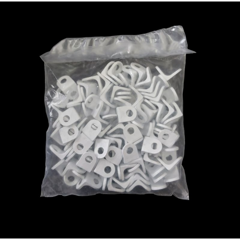100 Cantoneiras Reforçada 16x16 Cadeirinha Suporte Prateleira Dois Furos Niquelado e Branco