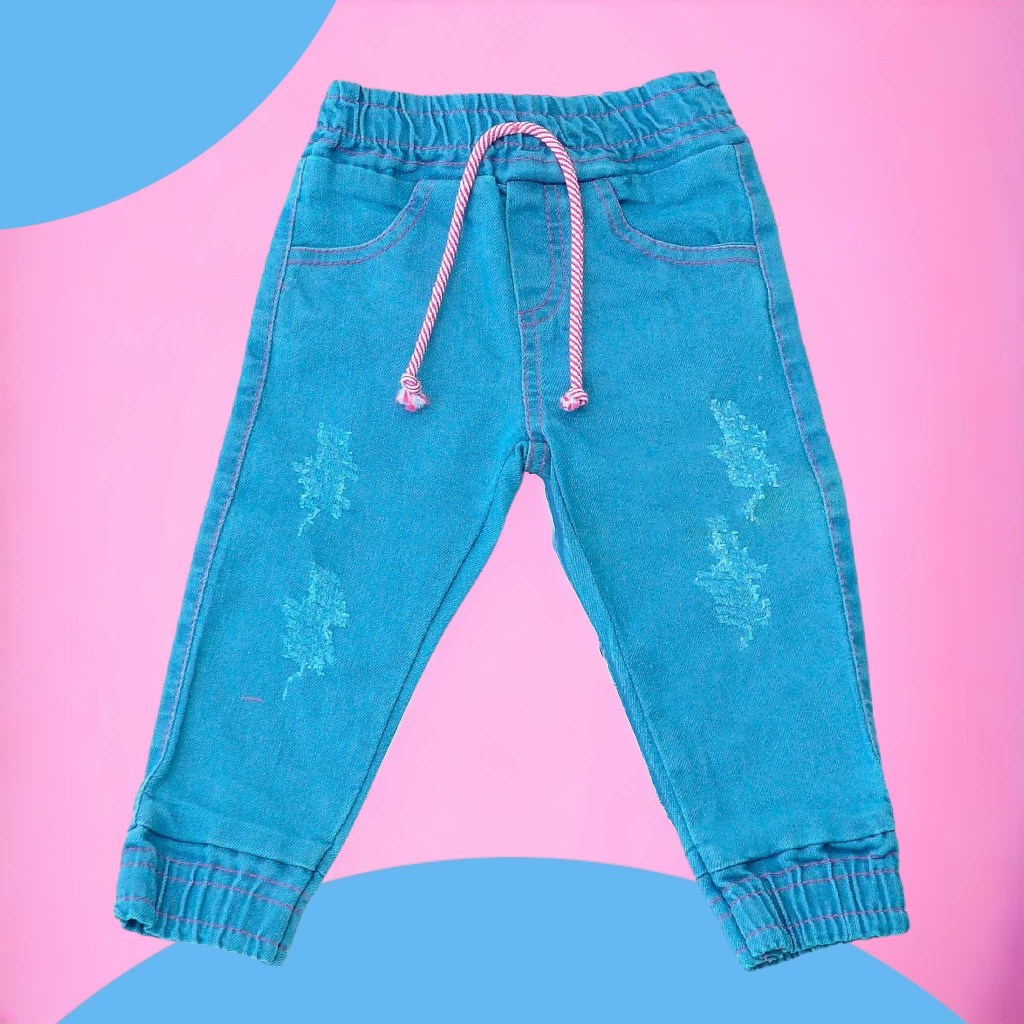 Calça Jogger Jeans Infantil Feminina 1, 2 e 3 Anos