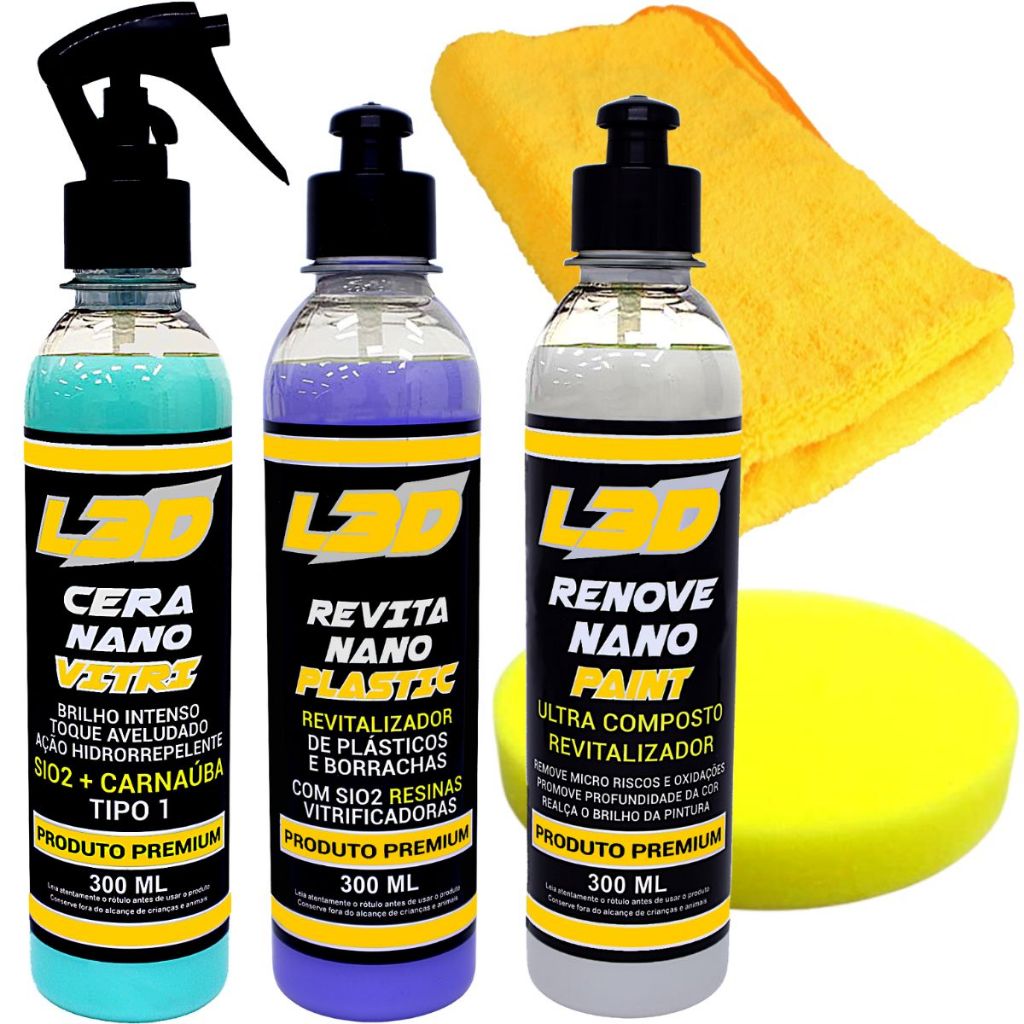 Cera Automotiva Polidor de Pintura Revitalizador de Plástico Interno e Externo Flanela e A...