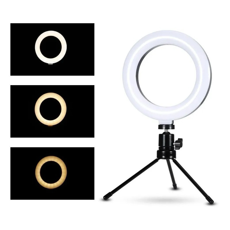 Ring Light 6 polegadas Iluminador LED de mesa com tripé