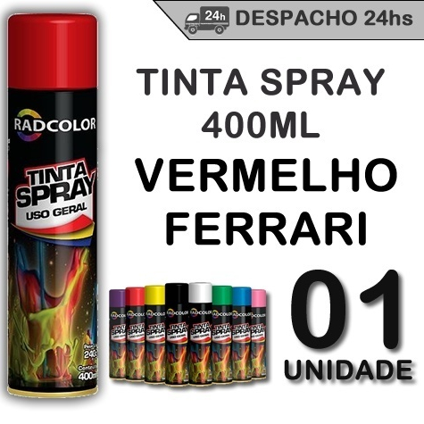 Tinta Spray Vermelho Ferrari Uso Geral Automotivo 400ml Radcolor