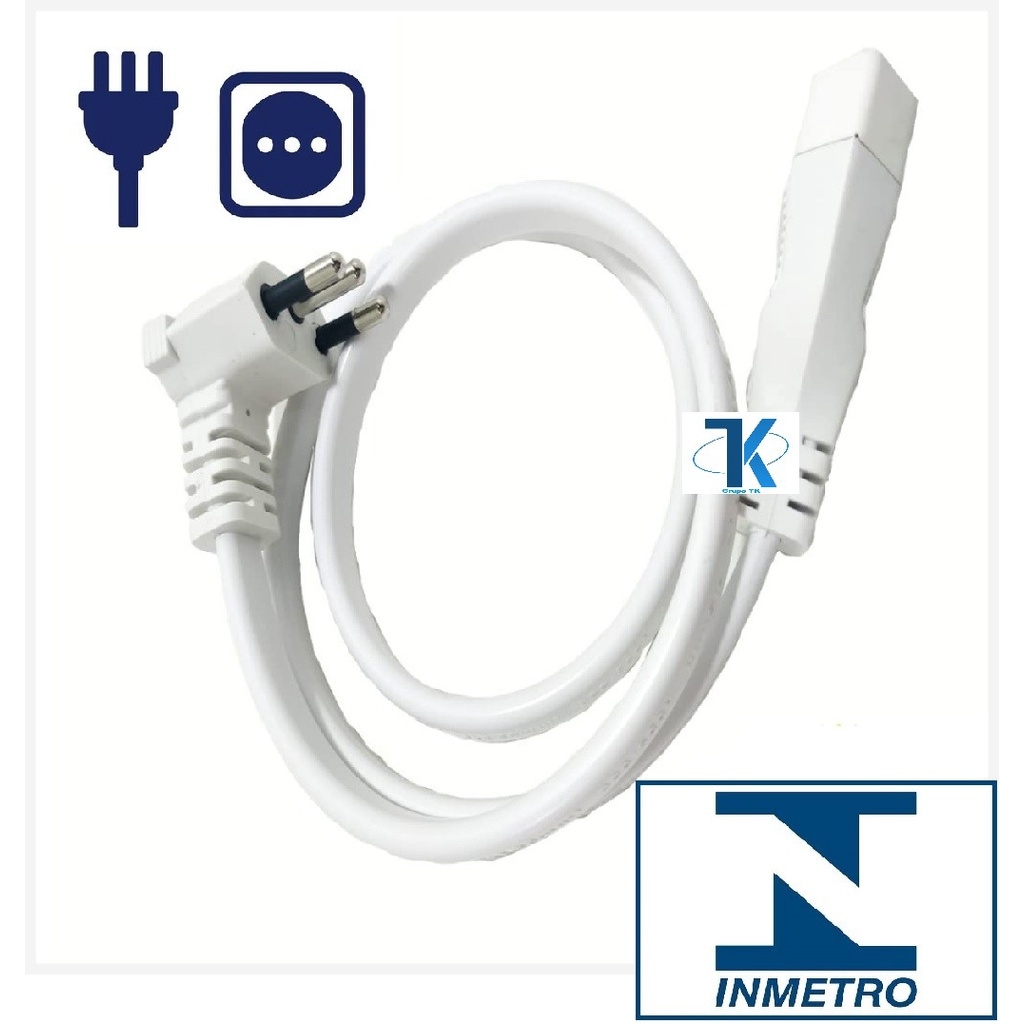 Extensão Elétrica / Cordão Prolongador Megatron 20A 2P+T 0,8 metros - (INMETRO) - Bivolt - Branca