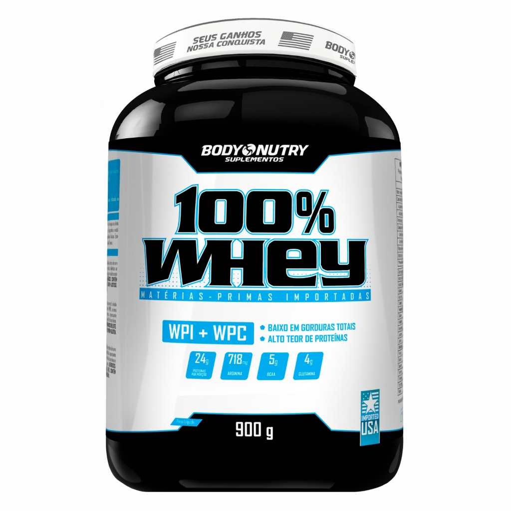 100% Whey - Proteína Concentrada e Isolada Whey Protein 900g - Body Nutry em Oferta na Shopee