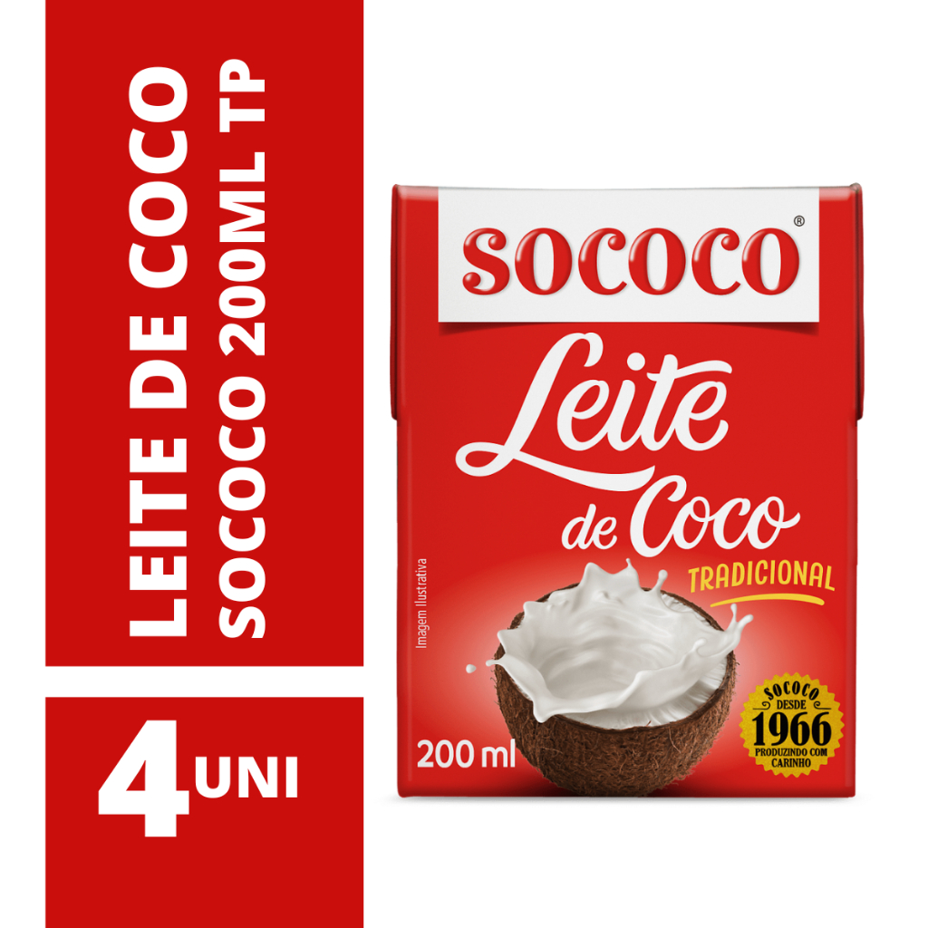 Leite De Coco Tradicional TP - Sococo 200ml 4 Unidades em Oferta na Shopee