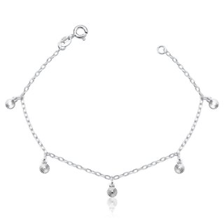 Pulseira de prata 925 círculos diamantados 18cm