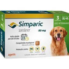 Antipulgas e Carrapatos Simparic 80mg para Cães de 20 a 40kg - 3 Comprimidos - Zoetis em Oferta na Shopee
