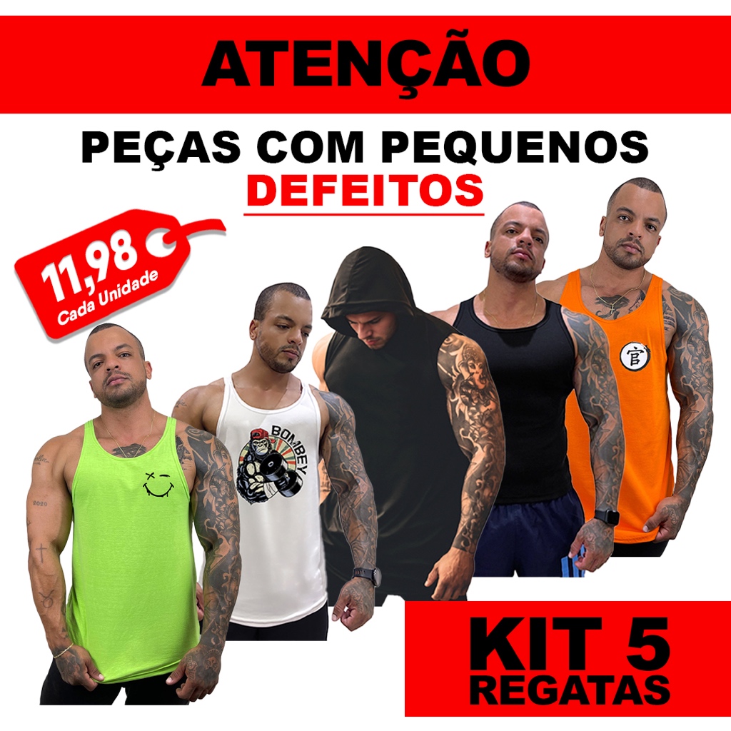 Kit 5 Regatas Aleatórias com pequenos defeitos - Promoção LIMITADA! em Oferta na Shopee