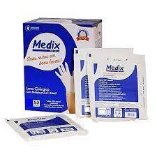 Luva Cirúrgica Estéril Branca Descartável Com 50 Pares / 100 Unidades - Medix