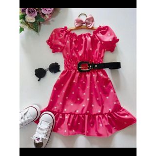Vestido Infantil e Juvenil Ciganinha Com Estampa de Coração