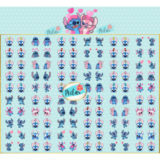 120 Adesivo de unha 3d Stitch e Angel (60 pares)