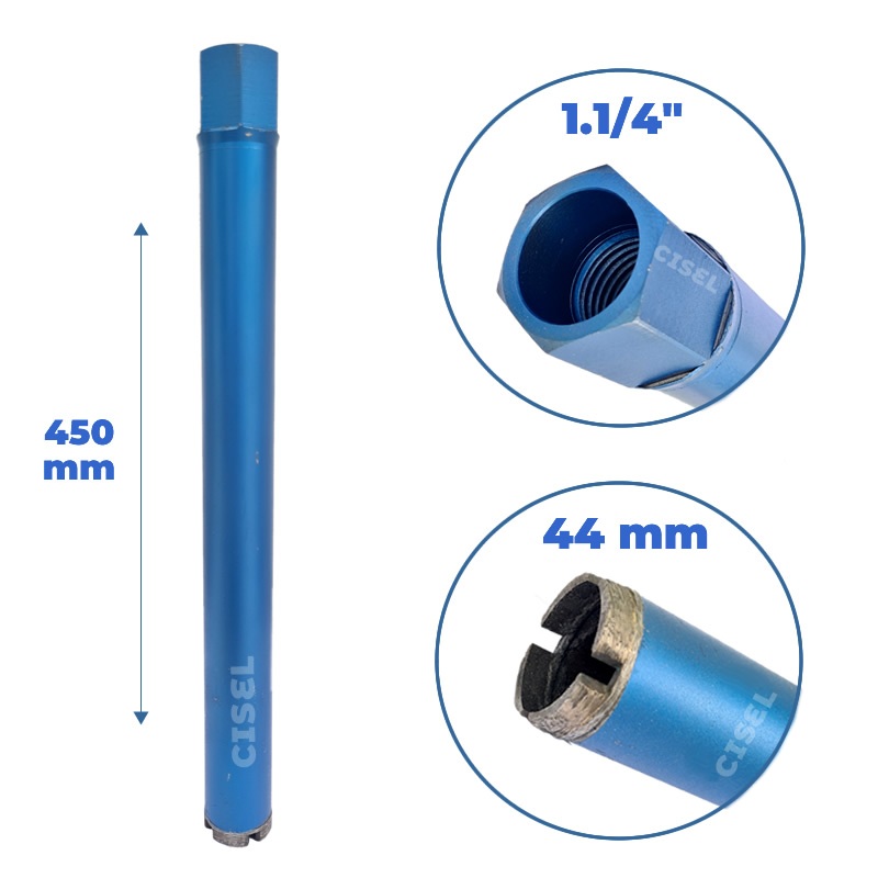 Coroa Diamantada (Serra Copo) p/ Perfuratriz - Ø 44 x 450 mm x 1.1/4"