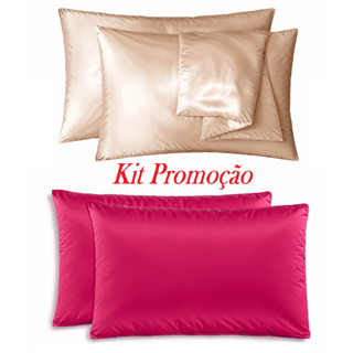 Kit 4 Fronhas de Cetim Antifrizz 50x70 Diversas Cores 100% Cetim Premium (4 unidades) em Oferta na Shopee