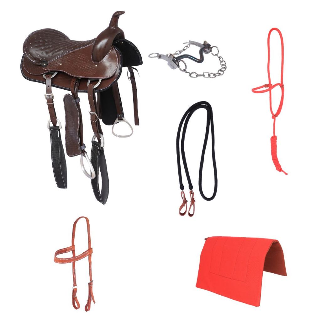 Cela Americana Completa em couro kit montaria para cavalo