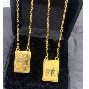 Escapulário colar de Oração Tudo Posso Naquele que Me Fortalece e Jesus da Fé Prata/Dourado Aço Inox 316L